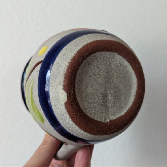 Vintage Mexican Folk Art Hand Painted Terracotta Pottery Stoneware Mug Butterfly - Picture 9 of 13